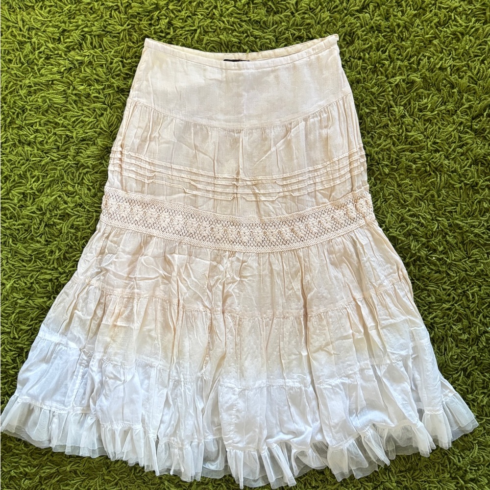 Elegant Cream Midi Skirt